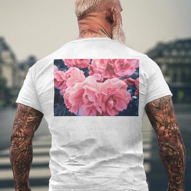 Pink Roses In Garden Men's Crewneck Short Sleeve Back Print T-shirt Gifts for Old Men