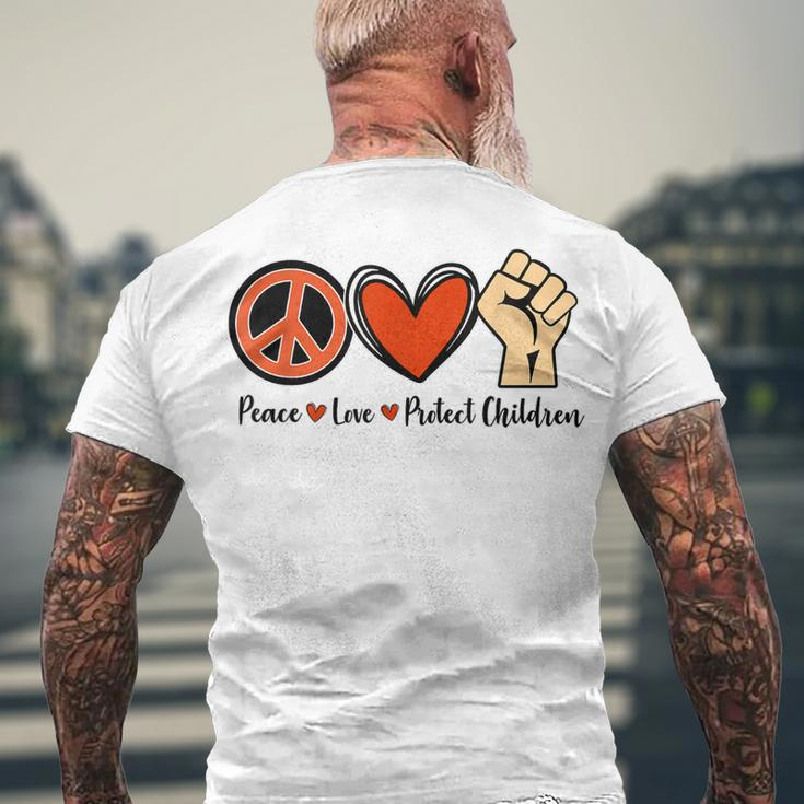 Protect Our Kids End Guns Violence Wear Orange Peace Sign Men's Back Print T-shirt Gifts for Old Men