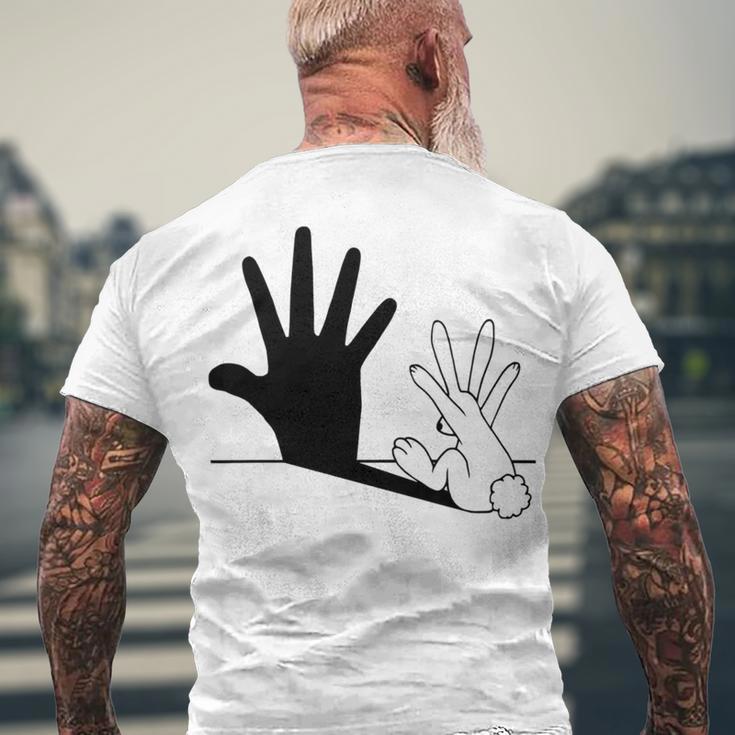 Rabbit Hand Shadow Men's Crewneck Short Sleeve Back Print T-shirt Gifts for Old Men