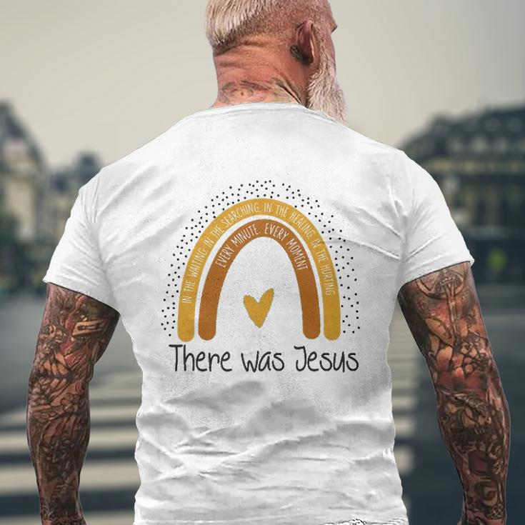 There Was Jesus Polka Dot Boho Rainbow Christian Easter Day Men's Back Print T-shirt Gifts for Old Men