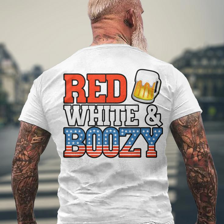 Red White And Boozy 4Th Of July Drinking Crew Party Men's T-shirt Back Print Gifts for Old Men