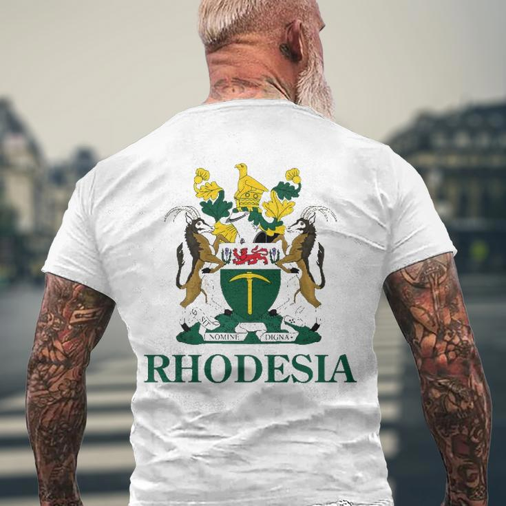 Rhodesia Coat Of Arms Zimbabwe South Africa Pride Men's Back Print T-shirt Gifts for Old Men
