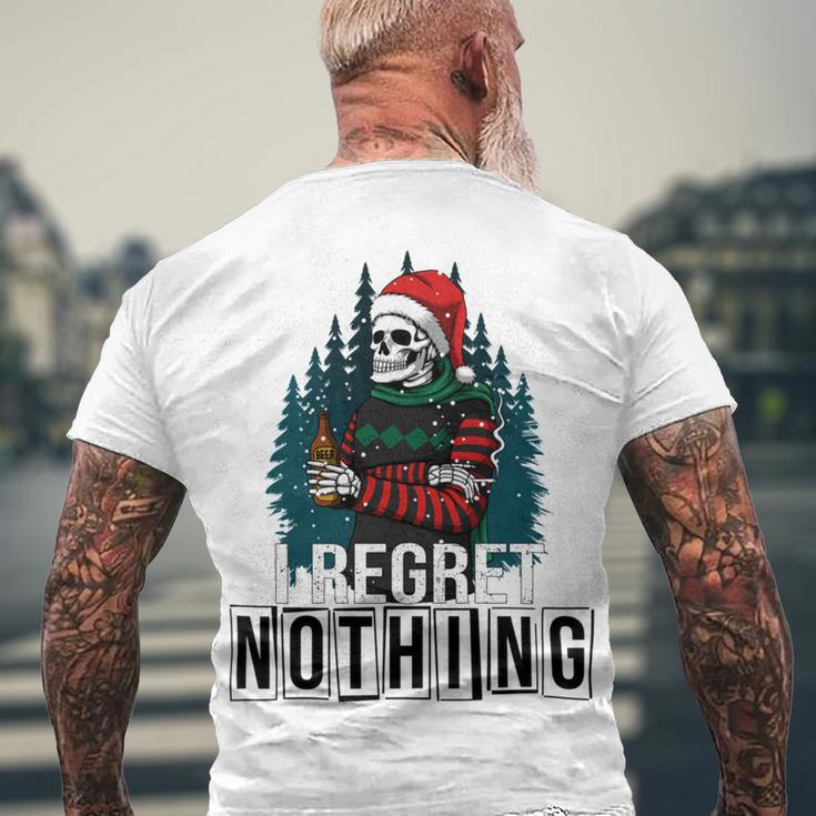 Skeleton Santa I Regret Nothing Christmas Men's Crewneck Short Sleeve Back Print T-shirt Gifts for Old Men