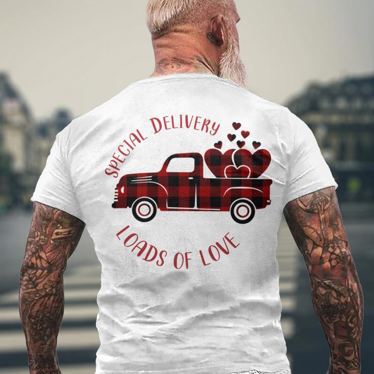 Special Delivery Valentines Car Red Plaid Men's Crewneck Short Sleeve Back Print T-shirt Gifts for Old Men