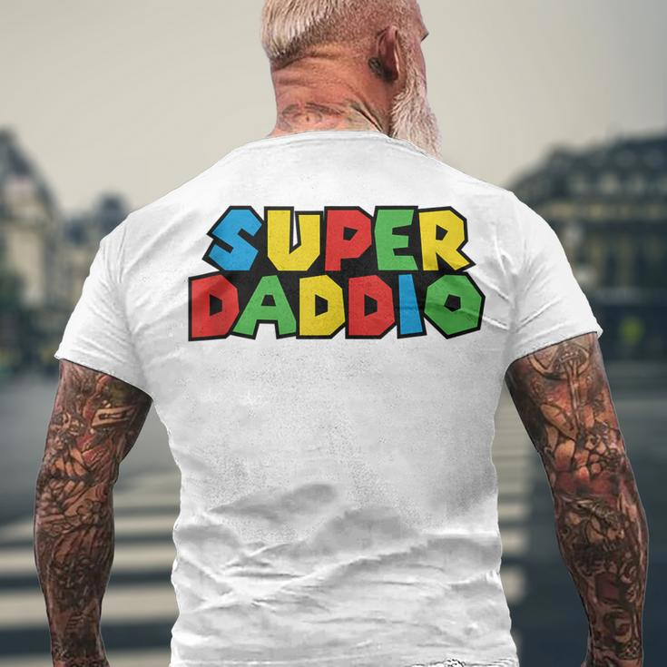 Super-Daddio Gamer Dad Fathers Day Video Game Lover Men's Back Print T-shirt Gifts for Old Men