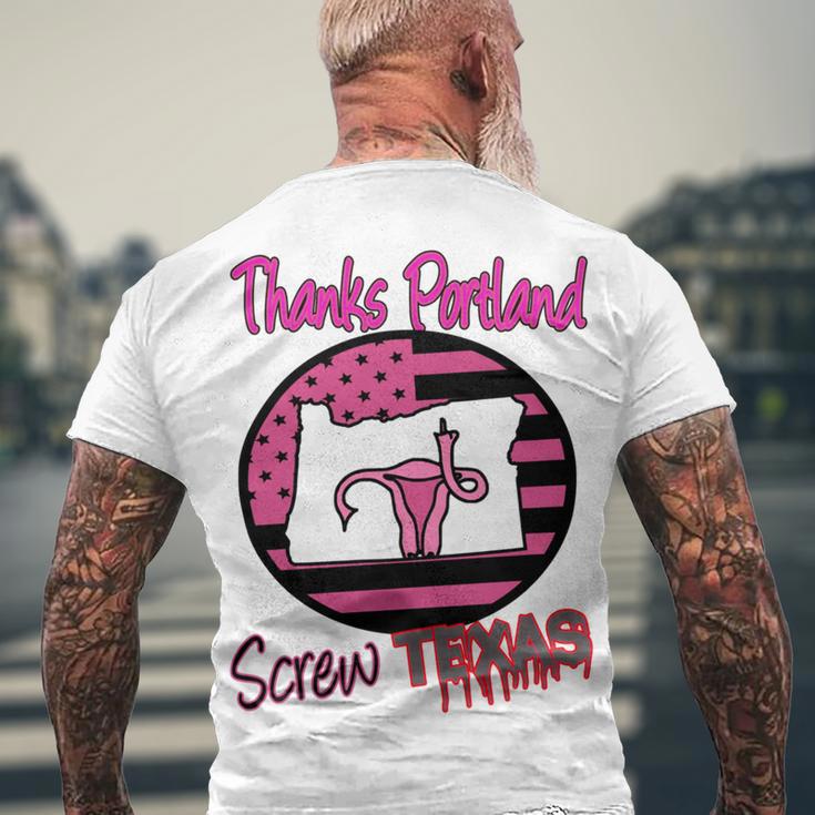 Thanks Portland Screw Texas Mind Your Own Uterus Men's Crewneck Short Sleeve Back Print T-shirt Gifts for Old Men