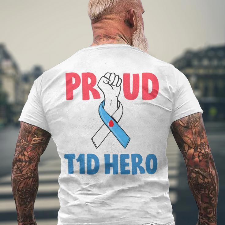 Type 1 Diabetes Awareness Proud Dad T1d Hero Diabetes Dad Men's Back Print T-shirt Gifts for Old Men