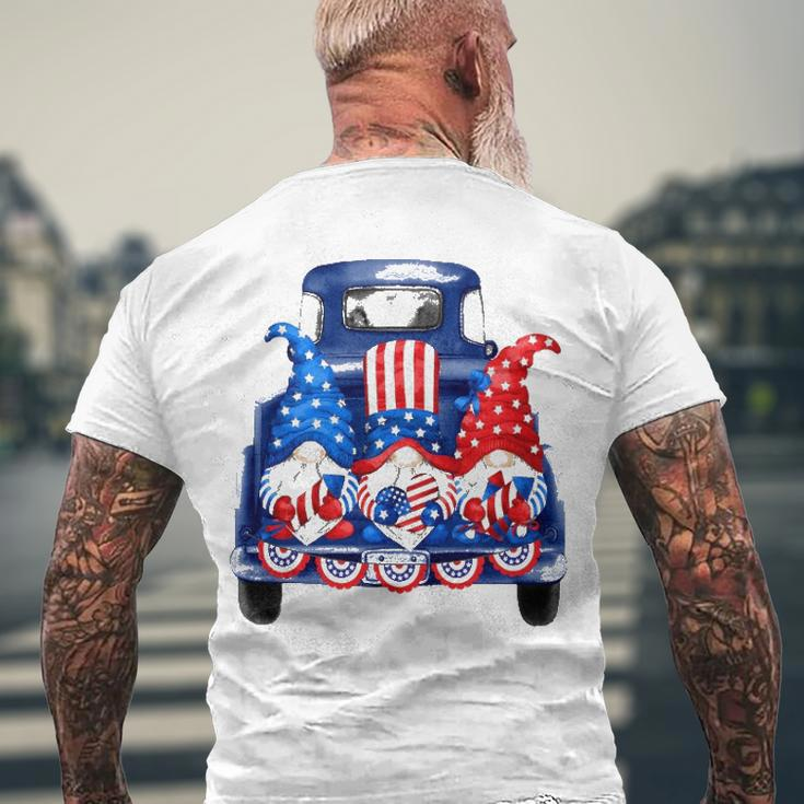 Usa Patriotic Gnomes With American Flag Hats Riding Truck Men's Back Print T-shirt Gifts for Old Men