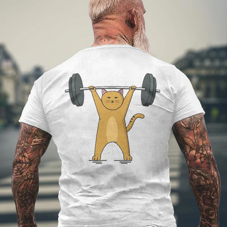 Weightlifting - Cat Barbell Fitness Lovers Men's Back Print T-shirt Gifts for Old Men
