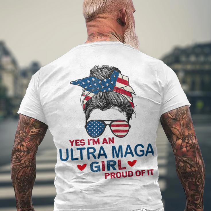 Yes Im An Ultra Maga Girl Proud Of It Usa Flag Messy Men's Crewneck Short Sleeve Back Print T-shirt Gifts for Old Men