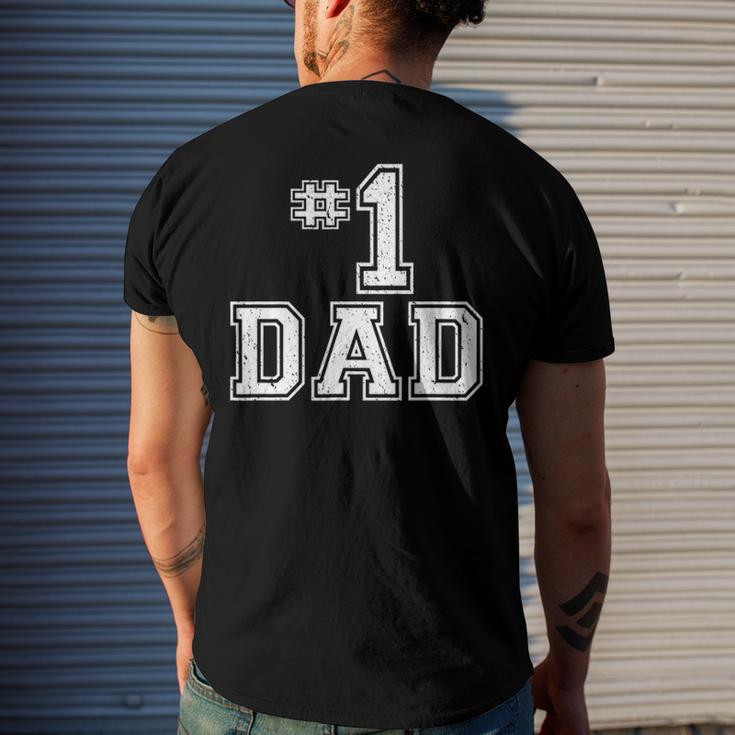 1 Dad Number One Daddy Fathers Day Vintage Style Men's Back Print T-shirt Gifts for Him