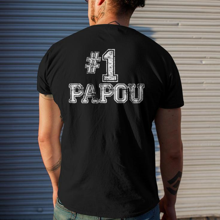 1 Papou Number One Sports Fathers Day Men's Back Print T-shirt Gifts for Him