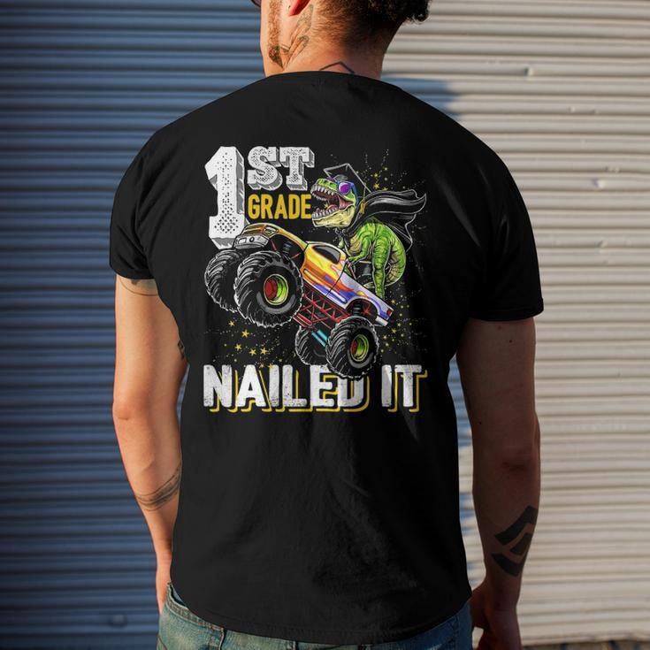 1St Grade Nailed It Dinosaur Monster Truck Graduation Cap Men's Back Print T-shirt Gifts for Him