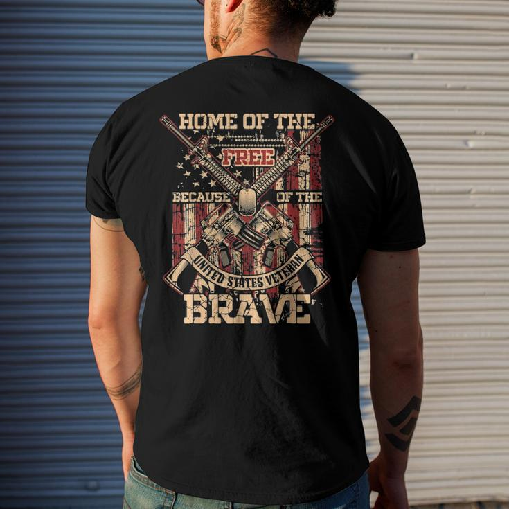 4Th Of July Military Home Of The Free Because Of The Brave Men's Back Print T-shirt Gifts for Him