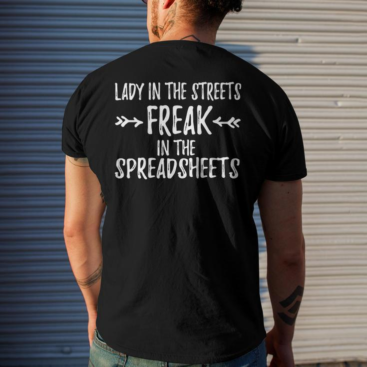 Accountant Lady In The Sheets Freak In The Spreadsheets Men's Back Print T-shirt Gifts for Him