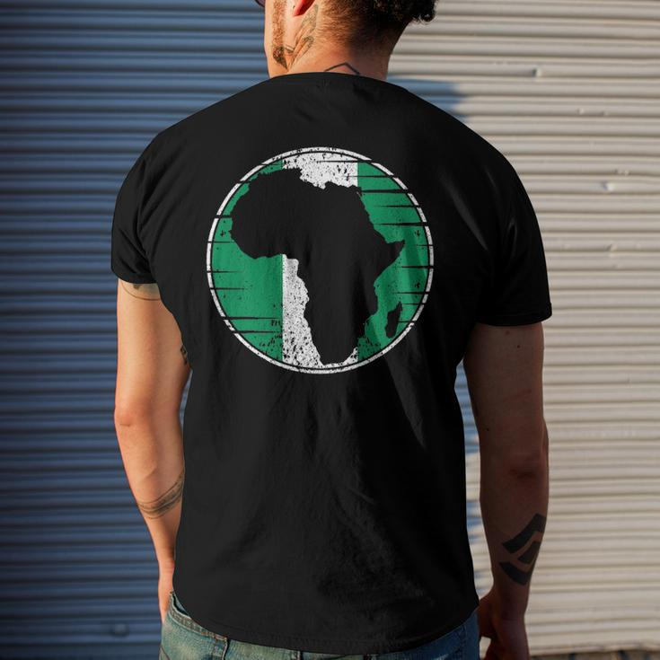 Africa Vintage Retro Map Nigeria Nigerian Flag Men's Back Print T-shirt Gifts for Him