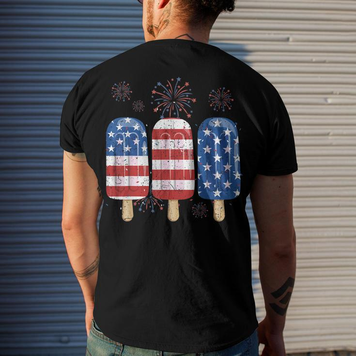 America 4Th Of July Popsicle Ice Cream Us Flag Patriotic Men's T-shirt Back Print Gifts for Him
