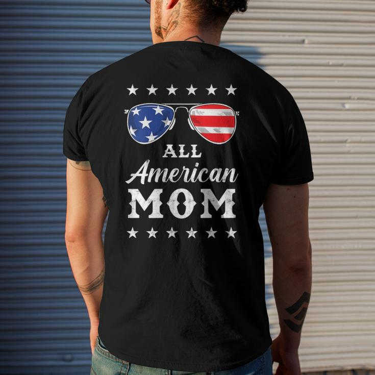 Womens All American Mom Us Flag Sunglasses 4Th Of July Men's Back Print T-shirt Gifts for Him