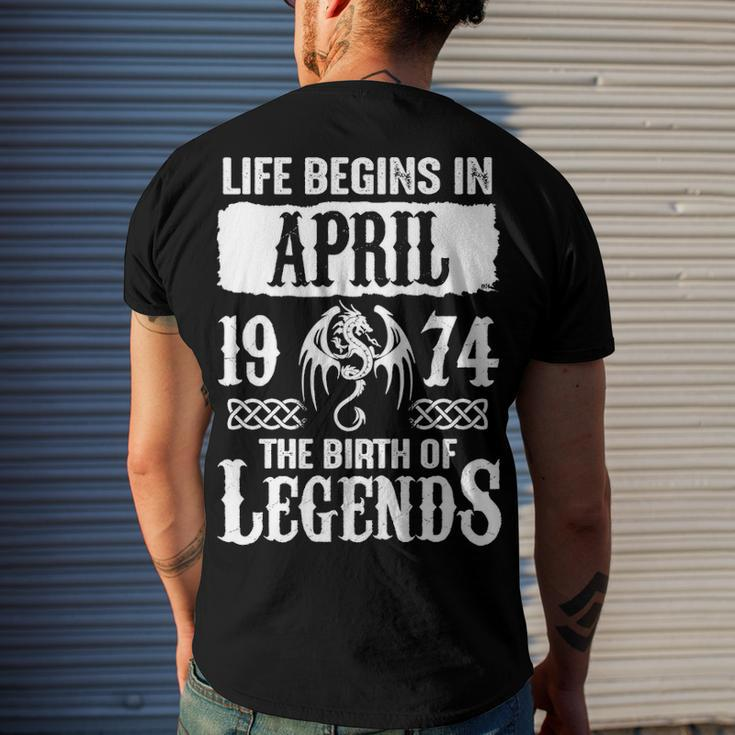 April 1974 Birthday Life Begins In April 1974 Men's T-Shirt Back Print Gifts for Him