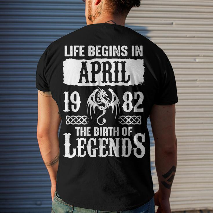 April 1982 Birthday Life Begins In April 1982 Men's T-Shirt Back Print Gifts for Him