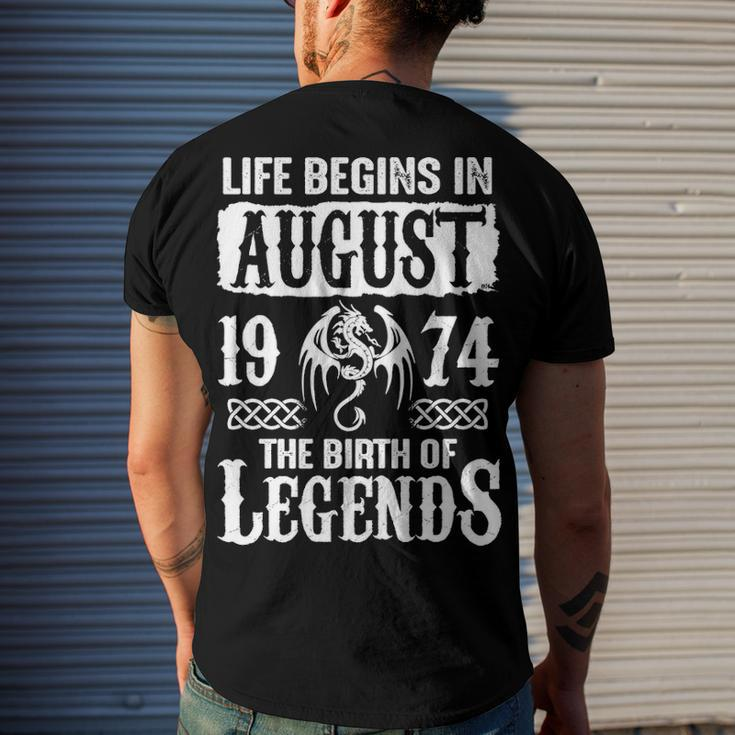 August 1974 Birthday Life Begins In August 1974 Men's T-Shirt Back Print Gifts for Him