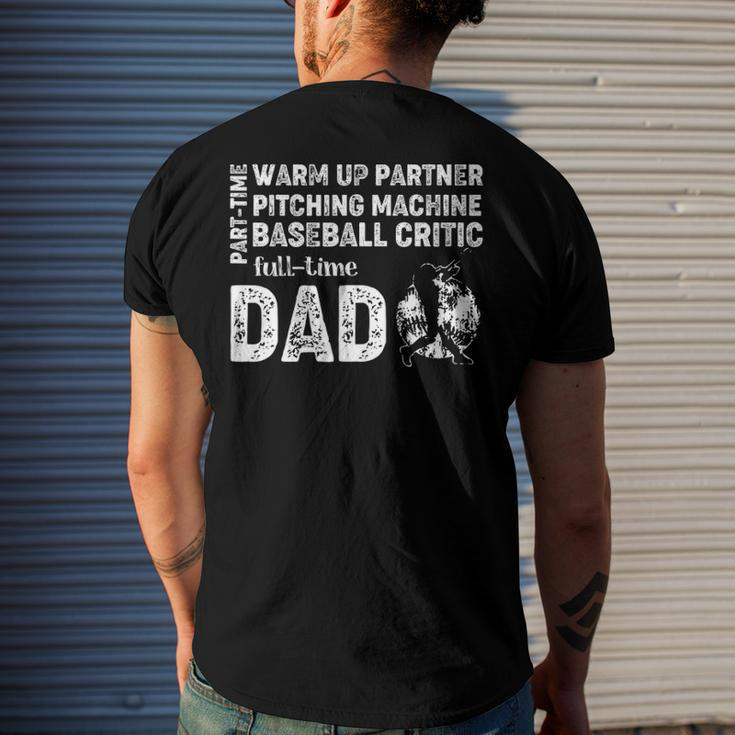 Mens Baseball Dad Part Time Warm Up Partner Full Time Dad Men's Back Print T-shirt Gifts for Him