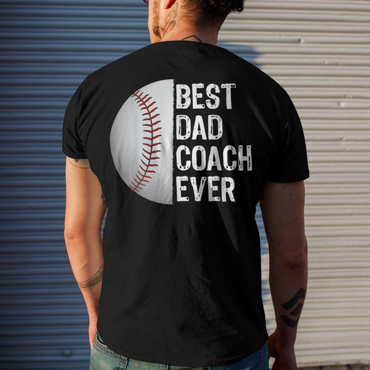 Best Dad Coach Ever Funny Baseball For Sport Lovers Men s Crewneck Short Sleeve Back Print T shirt Monsterry