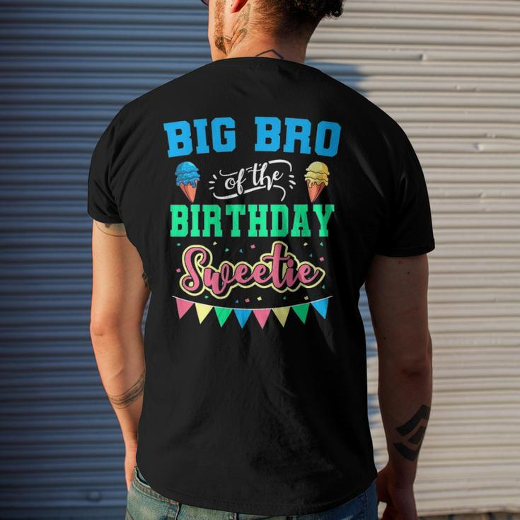 Big Bro Of The Birthday Sweetie Ice Cream Bday Party Brother Men's Back Print T-shirt Gifts for Him
