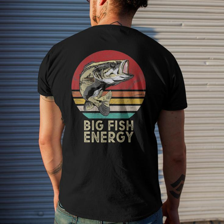 Mens Big Fish Energy Fishing For Men Dads Men's Back Print T-shirt Gifts for Him