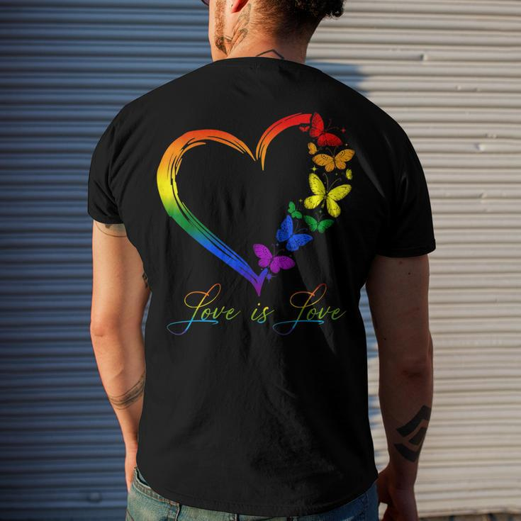Butterfly Heart Rainbow Love Is Love Lgbt Gay Lesbian Pride Men's Back Print T-shirt Gifts for Him