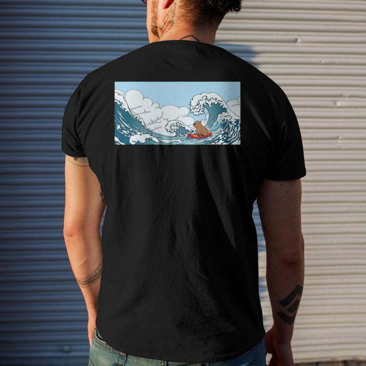 The Capybara On Great Wave Men's Back Print T-shirt Gifts for Him