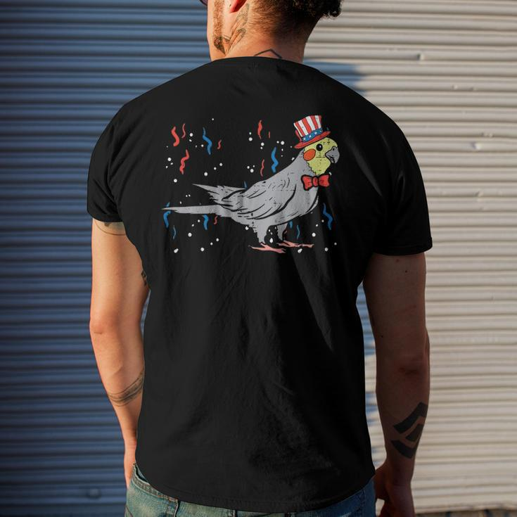 Cockatiel Bird American Flag Usa 4Th Of July Fourth Animal Men's Back Print T-shirt Gifts for Him