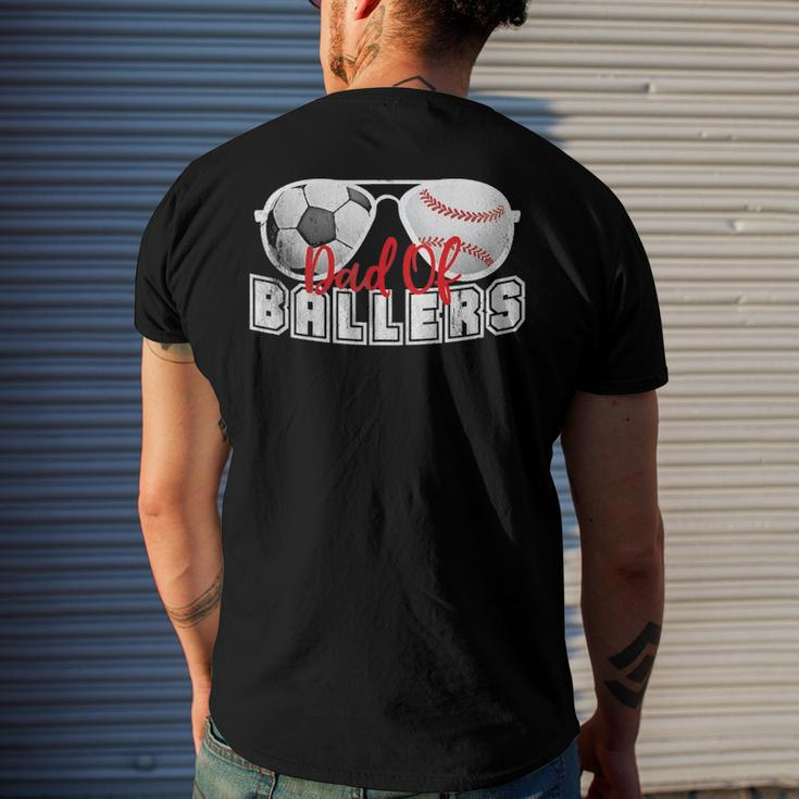 Mens Dad Of Ballers Baseball Soccer Ball Fathers Day Son Kids Men's Back Print T-shirt Gifts for Him