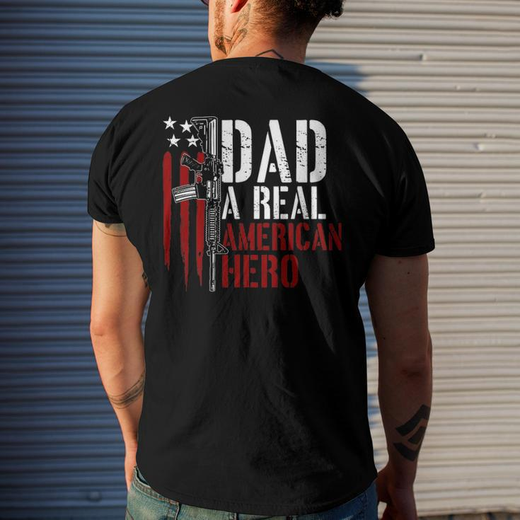 Mens Dad A Real American Hero Daddy Gun Rights Ar-15 Ver2 Men's Back Print T-shirt Gifts for Him
