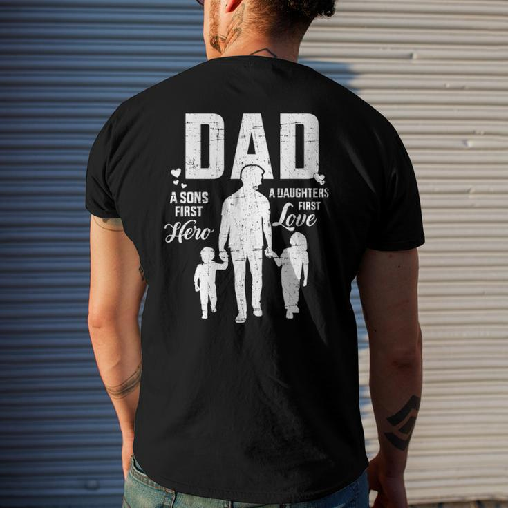 Mens Dad Sons First Hero Daughters Love For Fathers Day Men's Back Print T-shirt Gifts for Him