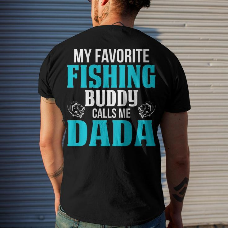 Dada Grandpa Fishing My Favorite Fishing Buddy Calls Me Dada Men's T-Shirt Back Print Gifts for Him