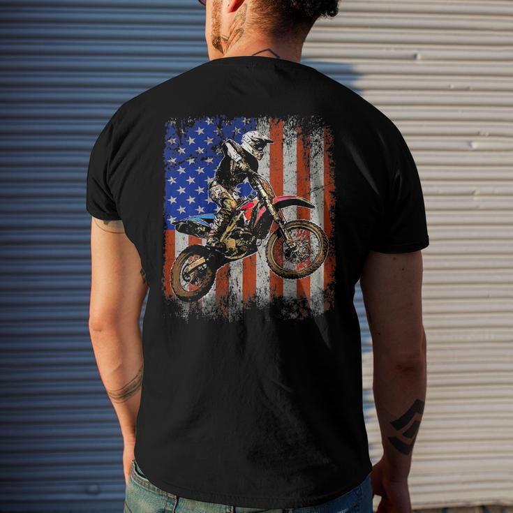 Dirt Bike American Flag Motocross Biker 4Th Of July Mens Men's Back Print T-shirt Gifts for Him