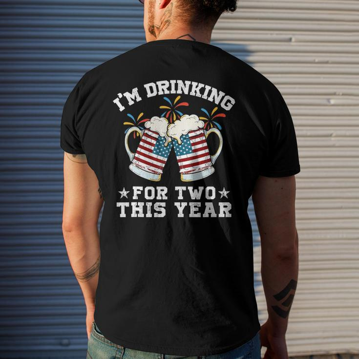 Im Drinking For Two This Year Pregnancy 4Th Of July Men's Back Print T-shirt Gifts for Him