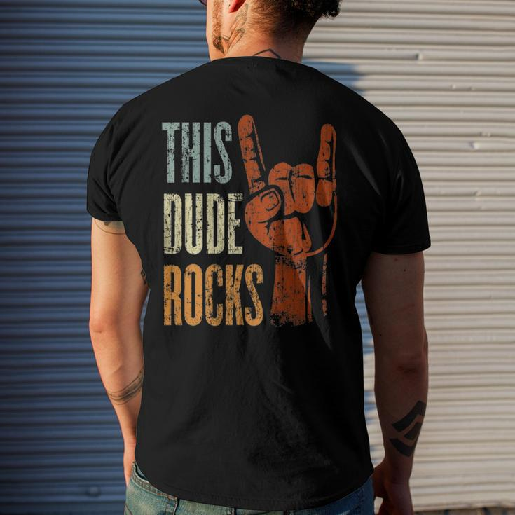 This Dude Rocks Rock N Roll Heavy Metal Devil Horns Men's Back Print T-shirt Gifts for Him