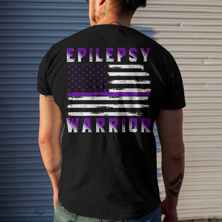 Epilepsy Warrior Usa Flag United States Flag Epilepsy Epilepsy Awareness Men's Crewneck Short Sleeve Back Print T-shirt Gifts for Him