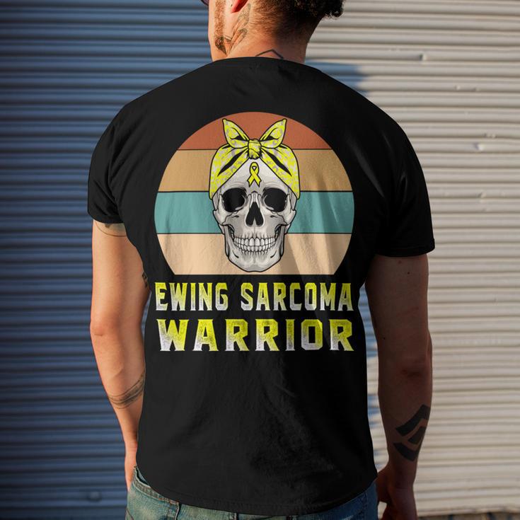 Ewings Sarcoma Warrior Skull Women Vintage Yellow Ribbon Ewings Sarcoma Ewings Sarcoma Awareness V2 Men's Crewneck Short Sleeve Back Print T-shirt Gifts for Him