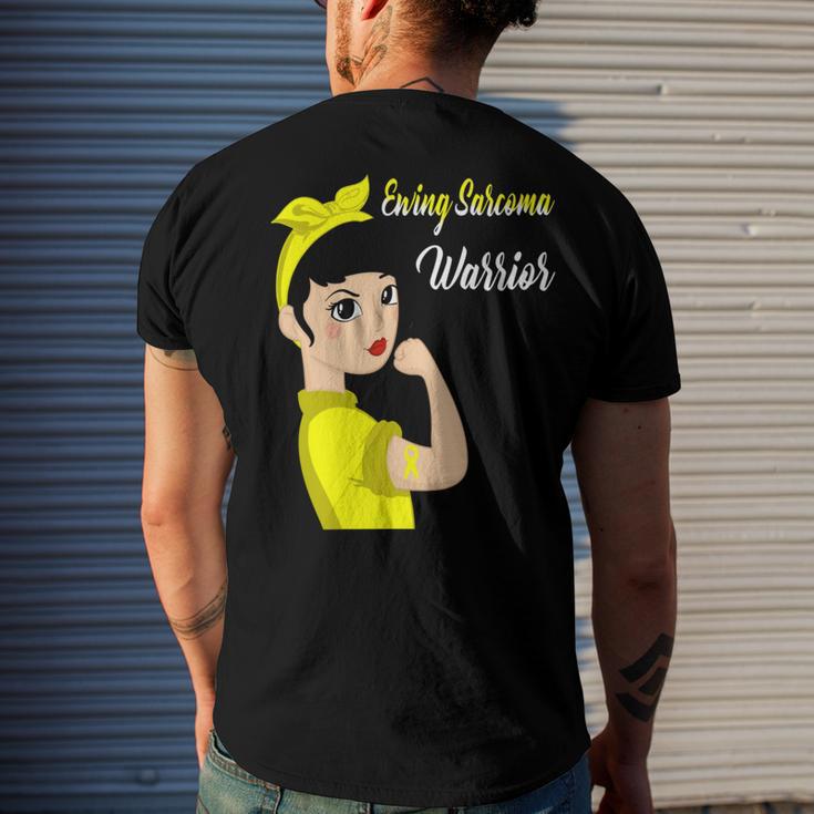 Ewings Sarcoma Warrior Strong Women Yellow Women Ewings Sarcoma Ewings Sarcoma Awareness Men's Crewneck Short Sleeve Back Print T-shirt Gifts for Him