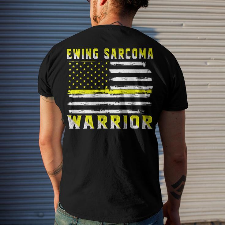 Ewings Sarcoma Warrior Usa Flag United States Flag Yellow Ribbon Ewings Sarcoma Ewings Sarcoma Awareness Men's Crewneck Short Sleeve Back Print T-shirt Gifts for Him