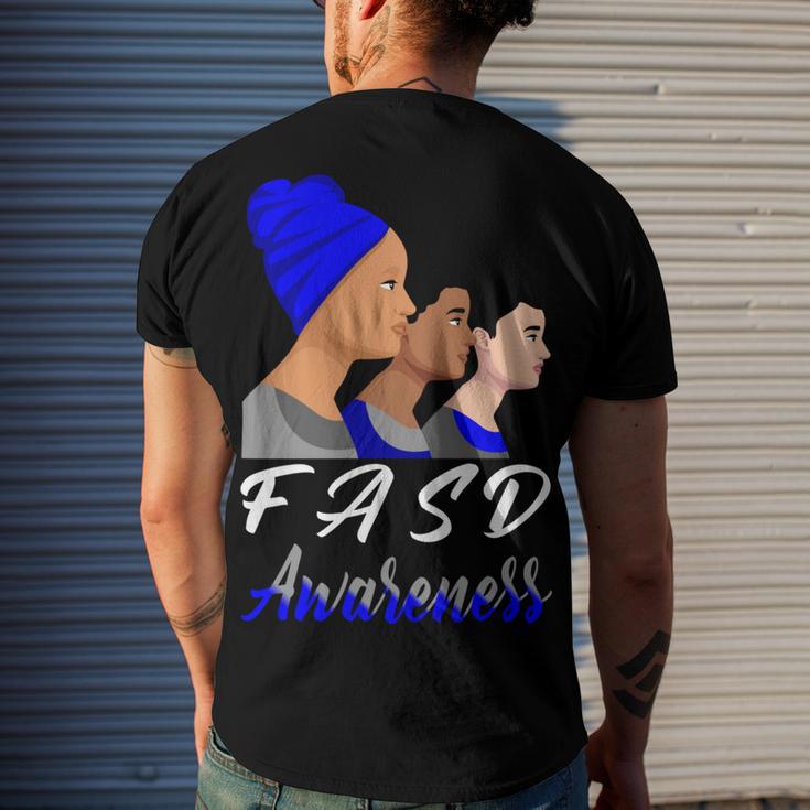 Fasd Awareness Blue And Grey Women Fetal Alcohol Spectrum Disorder Fetal Alcohol Spectrum Disorder Awareness Men's Crewneck Short Sleeve Back Print T-shirt Gifts for Him