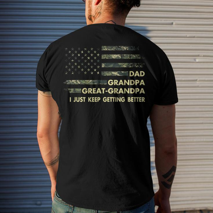 Mens Fathers Day From Grandkids Dad Grandpa Great Grandpa Men's Back Print T-shirt Gifts for Him