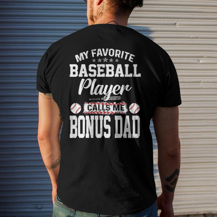 Mens My Favorite Baseball Player Calls Me Bonus Dad Bonus Men's Back Print T-shirt Gifts for Him