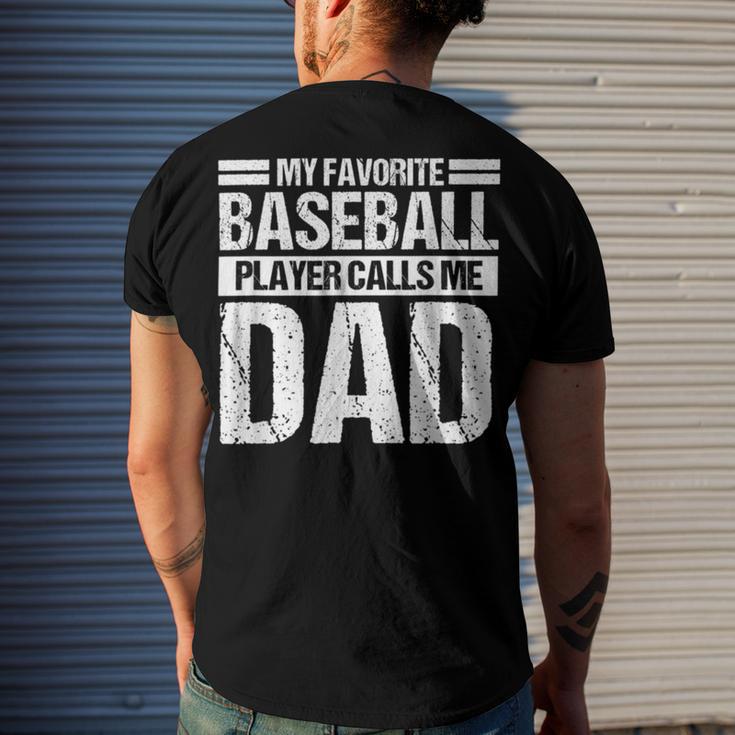 Favorite Baseball Player Calls Me Dad Men's Crewneck Short Sleeve Back Print T-shirt Gifts for Him