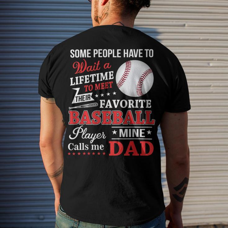 Favorite Baseball Player Calls Me Dad V3 Men's Crewneck Short Sleeve Back Print T-shirt Gifts for Him