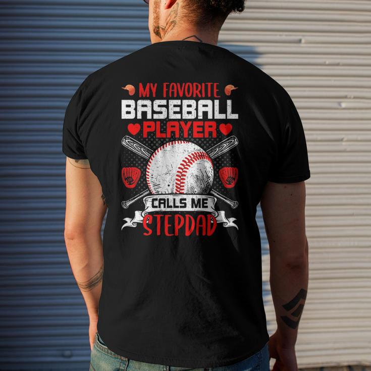 My Favorite Baseball Player Calls Me Stepdad Men's Back Print T-shirt Gifts for Him