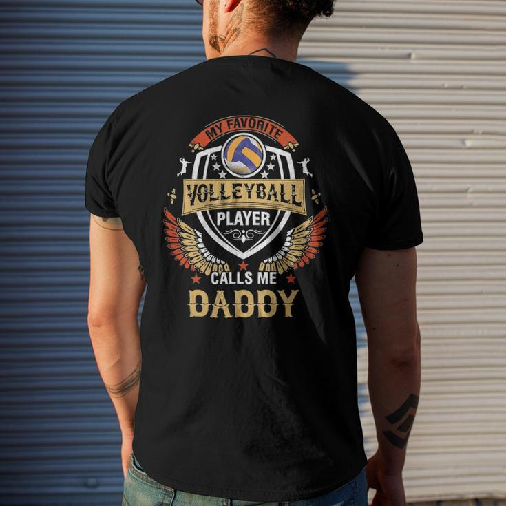 My Favorite Volleyball Player Calls Me Daddy Fathers Day Men's Back Print T-shirt Gifts for Him